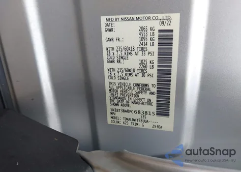 2023 Nissan Rogue Sv Fwd from USA, damaged, VIN 5N1BT3BA0PC683815